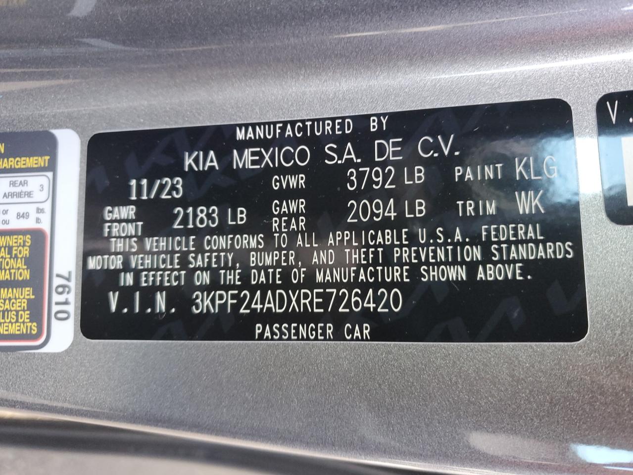 Photo 11 VIN: 3KPF24ADXRE726420 - KIA FORTE 