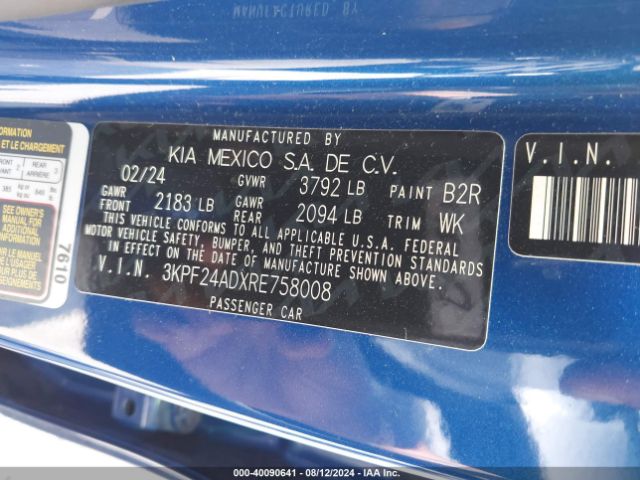 Photo 8 VIN: 3KPF24ADXRE758008 - KIA FORTE 