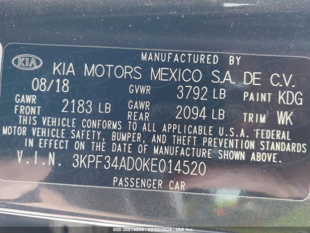 Photo 8 VIN: 3KPF34AD0KE014520 - KIA FORTE 