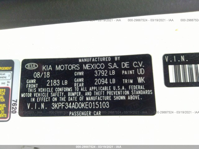 Photo 8 VIN: 3KPF34AD0KE015103 - KIA FORTE 