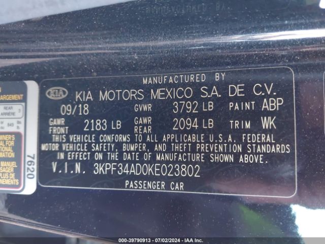 Photo 8 VIN: 3KPF34AD0KE023802 - KIA FORTE 