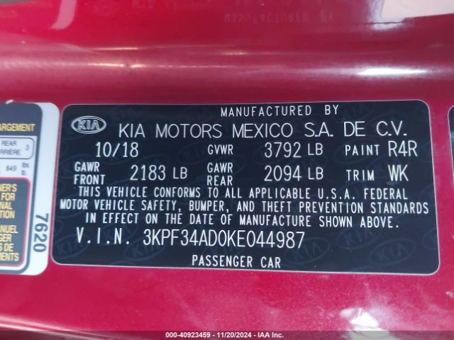 Photo 8 VIN: 3KPF34AD0KE044987 - KIA FORTE 