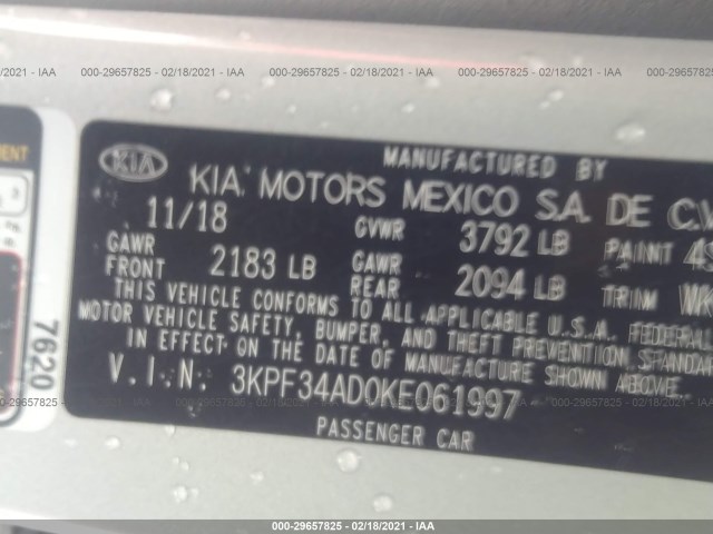 Photo 8 VIN: 3KPF34AD0KE061997 - KIA FORTE 