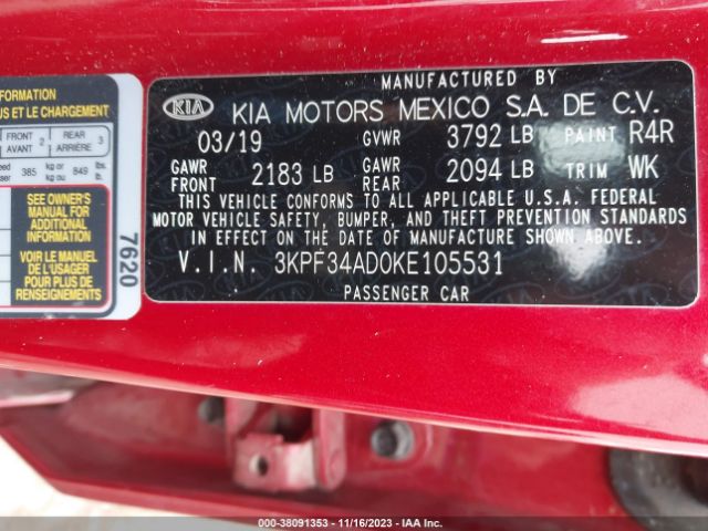 Photo 8 VIN: 3KPF34AD0KE105531 - KIA FORTE 