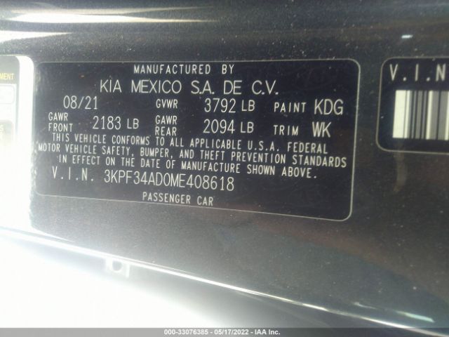 Photo 8 VIN: 3KPF34AD0ME408618 - KIA FORTE 