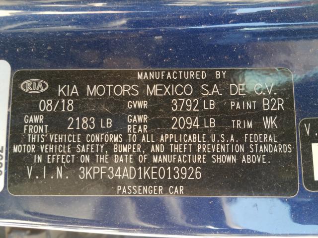 Photo 9 VIN: 3KPF34AD1KE013926 - KIA FORTE GT L 