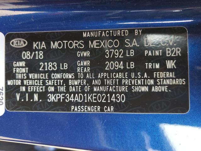 Photo 9 VIN: 3KPF34AD1KE021430 - KIA FORTE GT L 