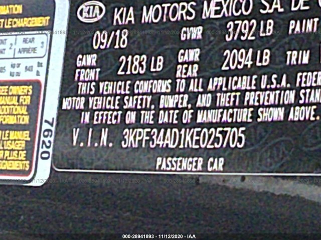 Photo 8 VIN: 3KPF34AD1KE025705 - KIA FORTE 