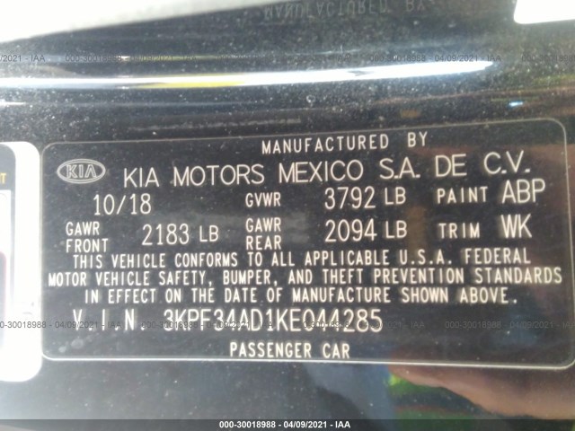 Photo 8 VIN: 3KPF34AD1KE044285 - KIA FORTE 