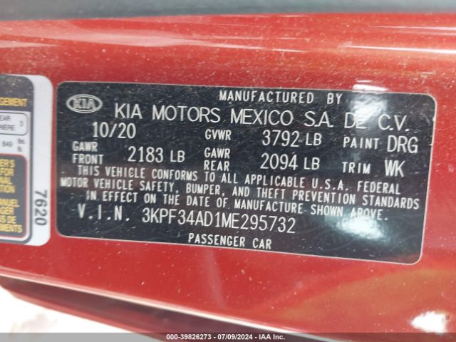 Photo 8 VIN: 3KPF34AD1ME295732 - KIA FORTE 