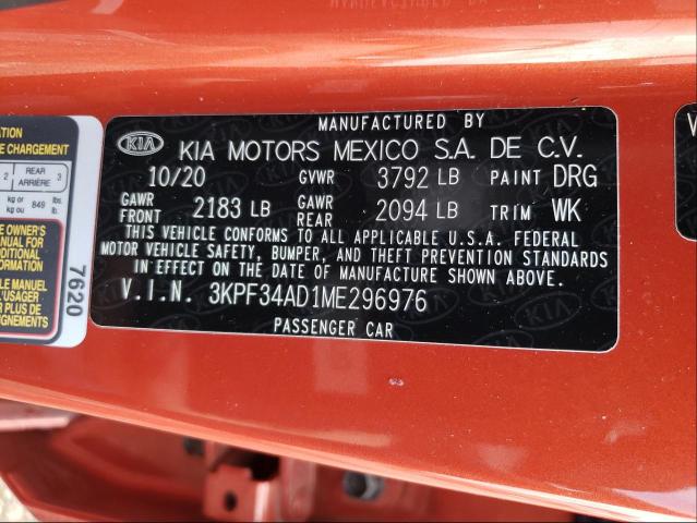 Photo 9 VIN: 3KPF34AD1ME296976 - KIA FORTE GT L 