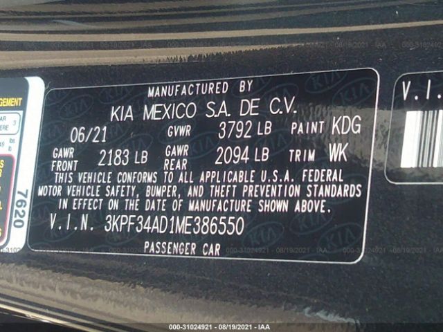 Photo 8 VIN: 3KPF34AD1ME386550 - KIA FORTE 