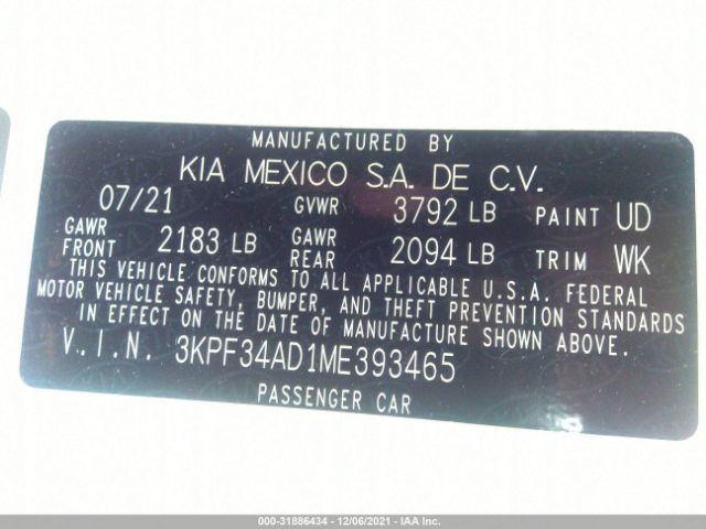 Photo 8 VIN: 3KPF34AD1ME393465 - KIA FORTE 