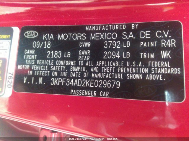 Photo 8 VIN: 3KPF34AD2KE029679 - KIA FORTE 