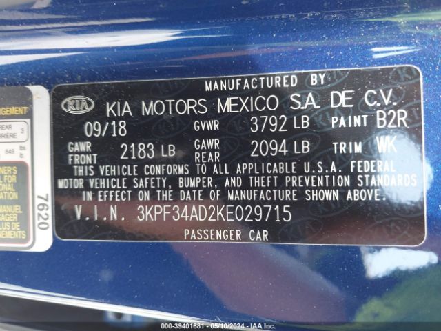 Photo 8 VIN: 3KPF34AD2KE029715 - KIA FORTE 