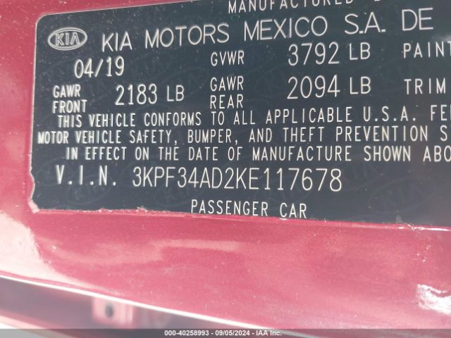 Photo 8 VIN: 3KPF34AD2KE117678 - KIA FORTE 