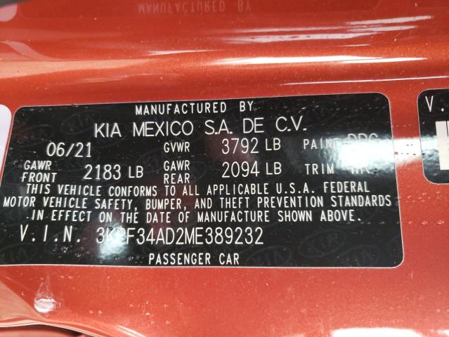 Photo 9 VIN: 3KPF34AD2ME389232 - KIA FORTE GT L 