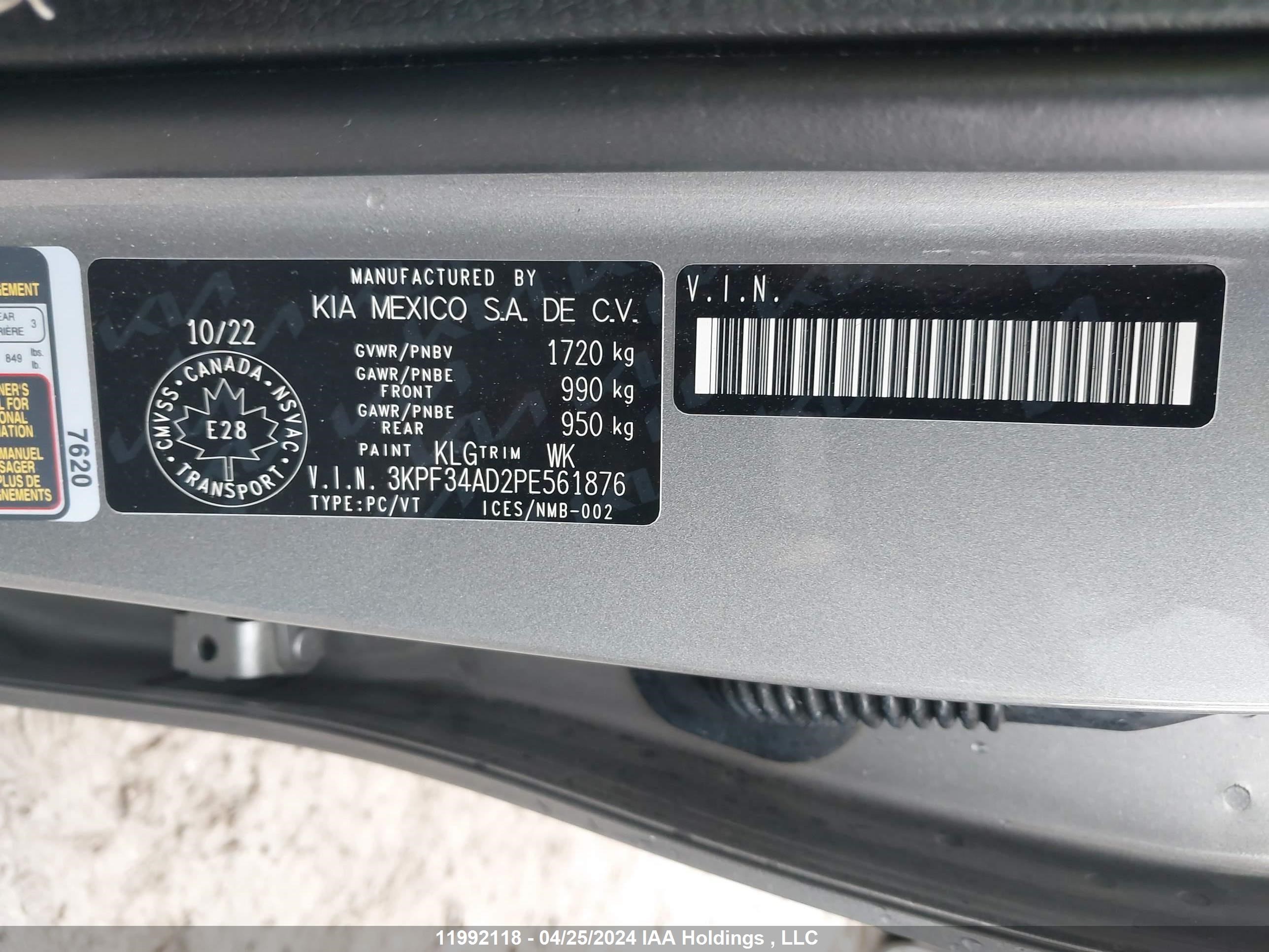 Photo 8 VIN: 3KPF34AD2PE561876 - KIA FORTE 