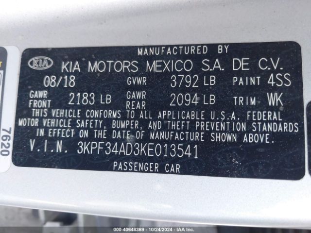 Photo 8 VIN: 3KPF34AD3KE013541 - KIA FORTE 