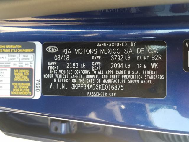 Photo 9 VIN: 3KPF34AD3KE016875 - KIA FORTE GT L 