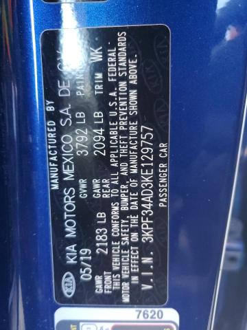 Photo 9 VIN: 3KPF34AD3KE129757 - KIA FORTE GT L 