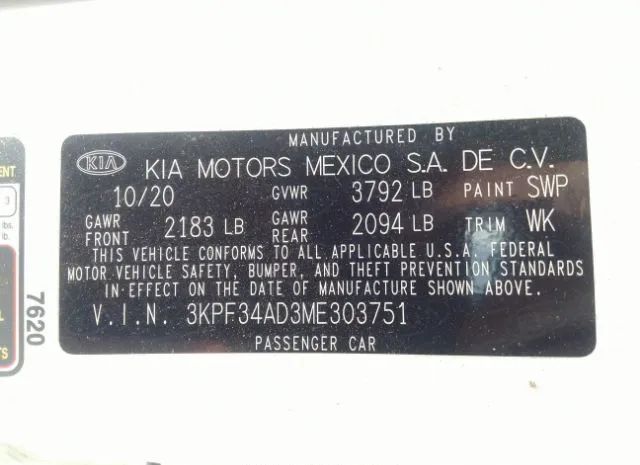 Photo 8 VIN: 3KPF34AD3ME303751 - KIA FORTE 