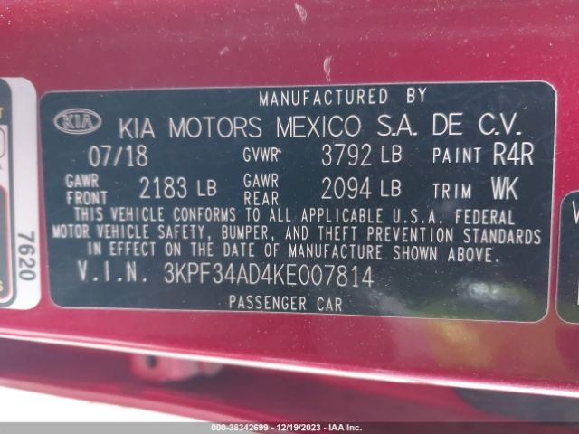 Photo 8 VIN: 3KPF34AD4KE007814 - KIA FORTE 