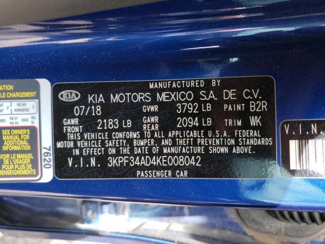 Photo 9 VIN: 3KPF34AD4KE008042 - KIA FORTE GT L 