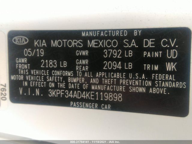 Photo 8 VIN: 3KPF34AD4KE119898 - KIA FORTE 