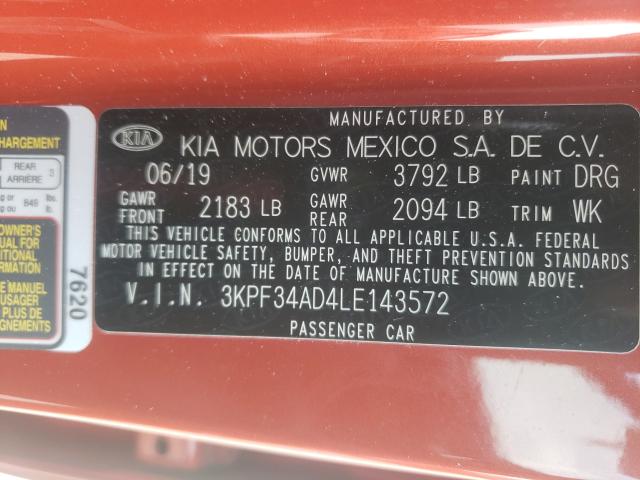 Photo 9 VIN: 3KPF34AD4LE143572 - KIA FORTE GT L 