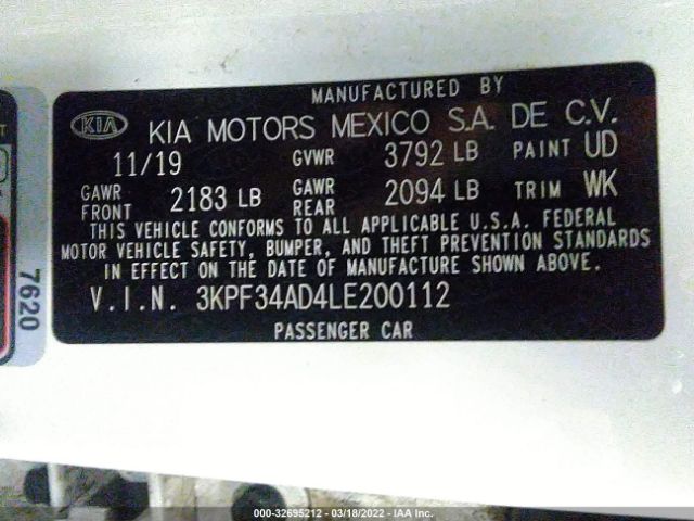 Photo 8 VIN: 3KPF34AD4LE200112 - KIA FORTE 