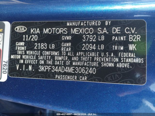 Photo 8 VIN: 3KPF34AD4ME306240 - KIA FORTE 