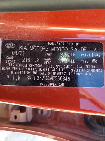 Photo 9 VIN: 3KPF34AD4ME356846 - KIA FORTE GT L 