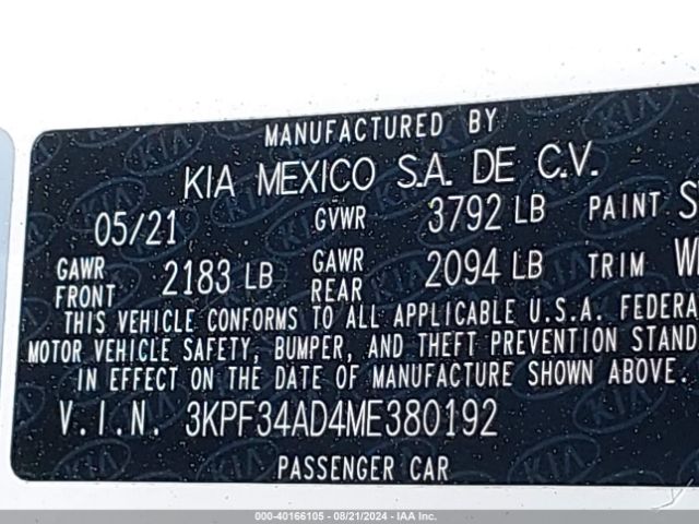 Photo 8 VIN: 3KPF34AD4ME380192 - KIA FORTE 