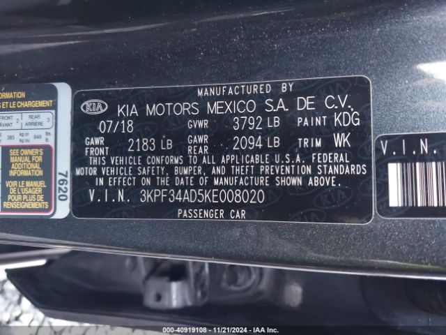 Photo 8 VIN: 3KPF34AD5KE008020 - KIA FORTE 