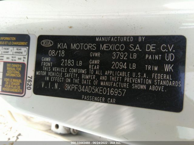 Photo 8 VIN: 3KPF34AD5KE016957 - KIA FORTE 