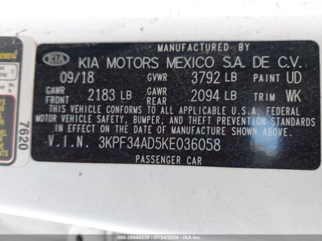 Photo 8 VIN: 3KPF34AD5KE036058 - KIA FORTE 