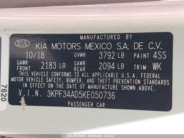 Photo 8 VIN: 3KPF34AD5KE050736 - KIA FORTE 