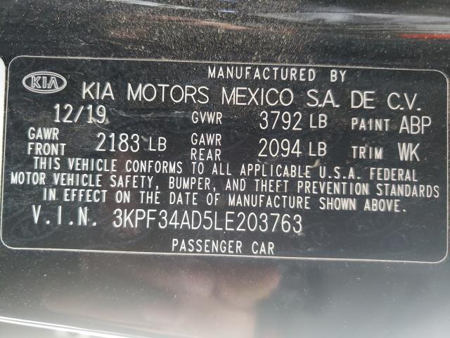 Photo 9 VIN: 3KPF34AD5LE203763 - KIA FORTE GT L 