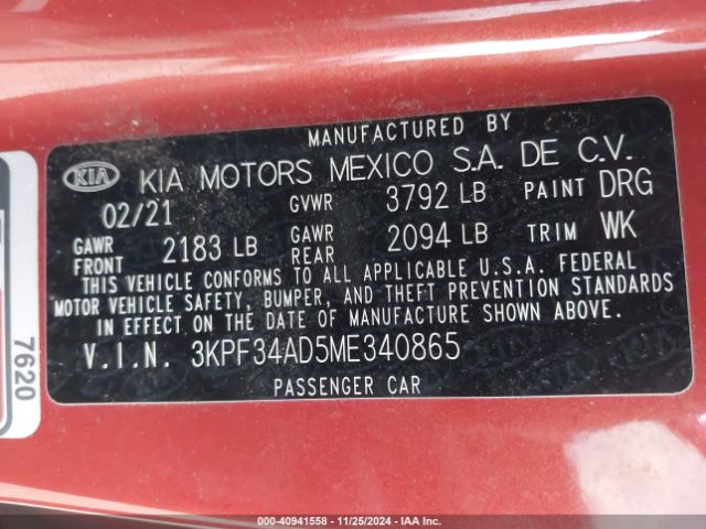 Photo 8 VIN: 3KPF34AD5ME340865 - KIA FORTE 