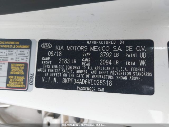 Photo 8 VIN: 3KPF34AD6KE028518 - KIA FORTE 