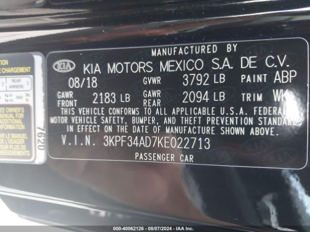 Photo 8 VIN: 3KPF34AD7KE022713 - KIA FORTE 