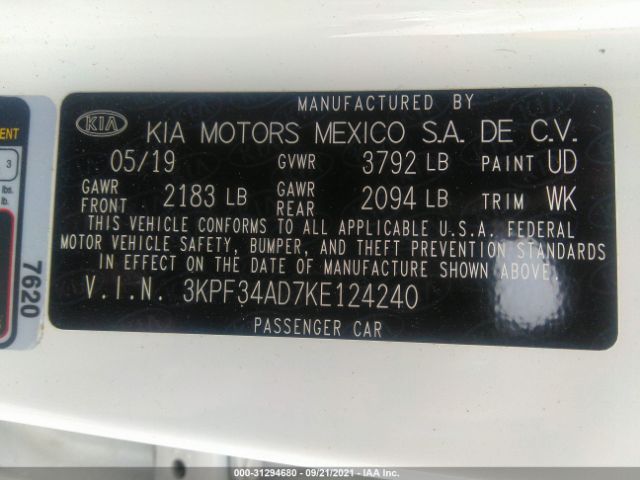 Photo 8 VIN: 3KPF34AD7KE124240 - KIA FORTE 