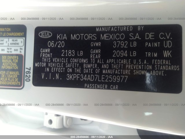 Photo 8 VIN: 3KPF34AD7LE259977 - KIA FORTE 