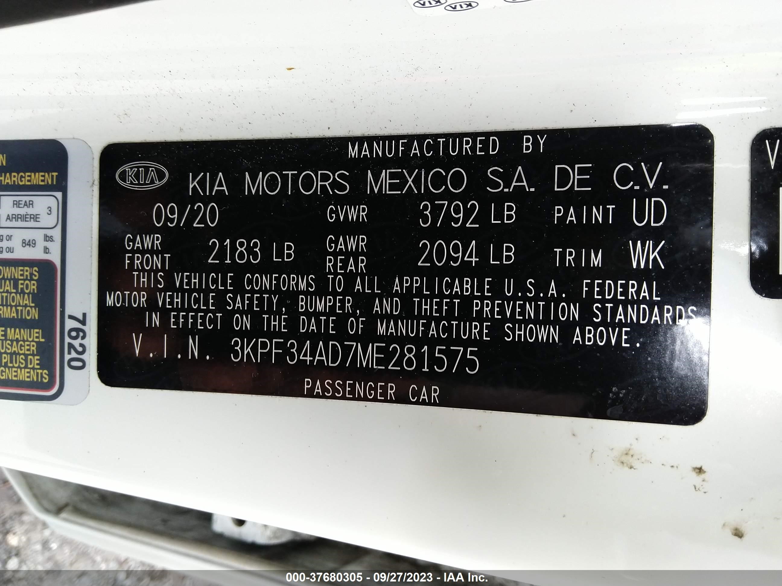 Photo 8 VIN: 3KPF34AD7ME281575 - KIA FORTE 