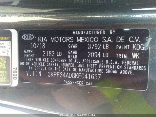 Photo 8 VIN: 3KPF34AD8KE041657 - KIA FORTE 