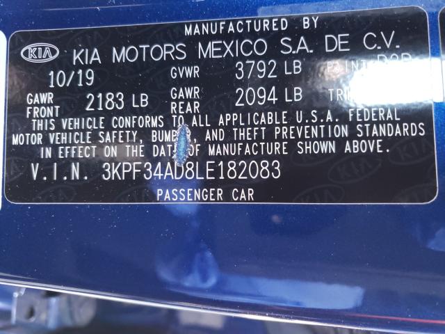 Photo 9 VIN: 3KPF34AD8LE182083 - KIA FORTE GT L 