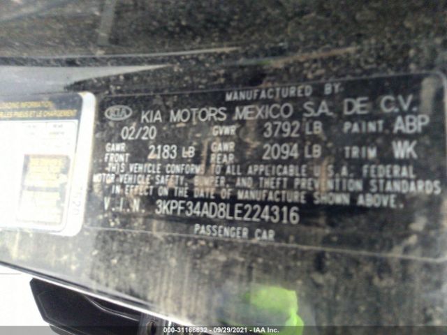 Photo 8 VIN: 3KPF34AD8LE224316 - KIA FORTE 