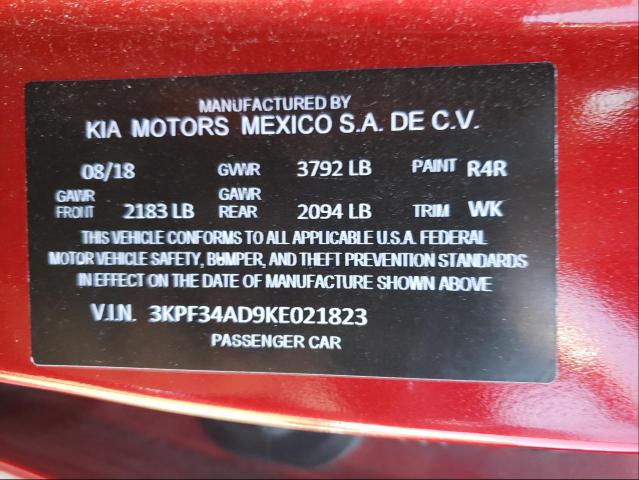 Photo 9 VIN: 3KPF34AD9KE021823 - KIA FORTE GT L 