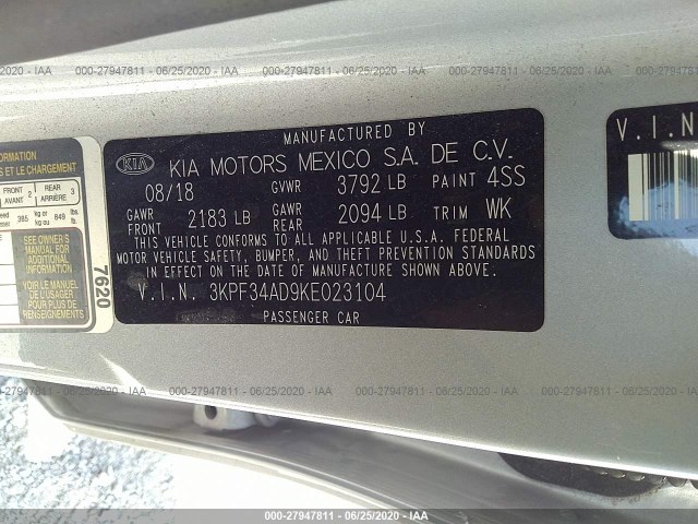 Photo 8 VIN: 3KPF34AD9KE023104 - KIA FORTE 